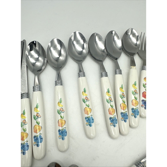 NEW* 30 pc Corelle Fruit Basket Stainless Flatware Set - Picture 5 of 8